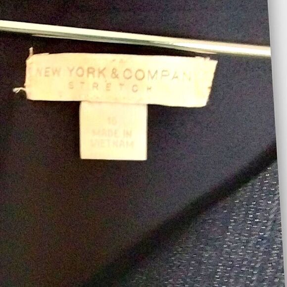 NY&Company Womens Dress Sz 16 Navy Sheath Stretch Professor Cottagecore Business - Picture 6 of 7